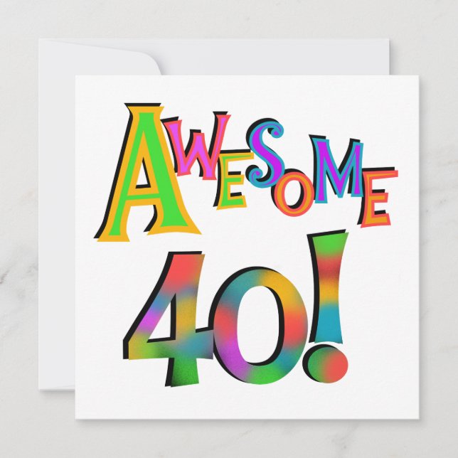 Carte Super 40 T-shirts et cadeaux d'anniversaire (Devant)