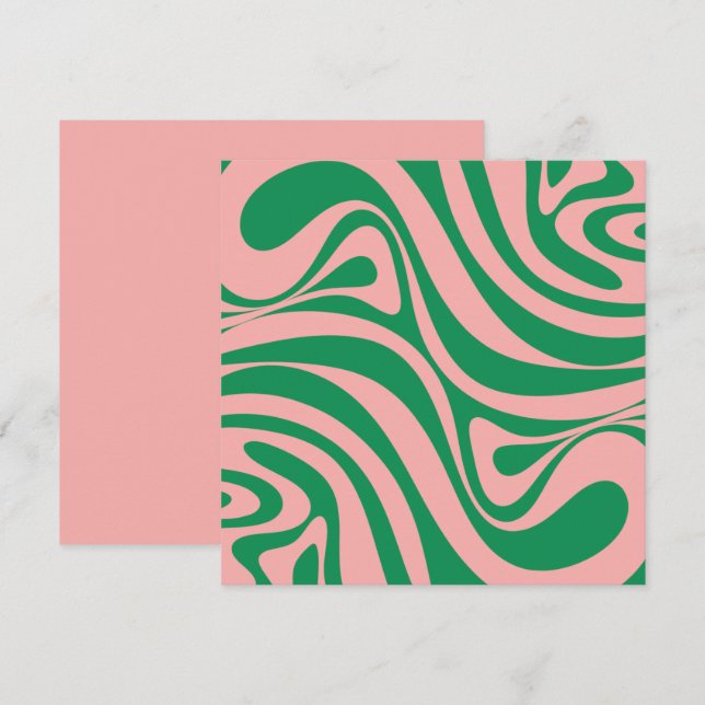 Carte super à rouleaux rétro rose et vert (Devant / Derrière)