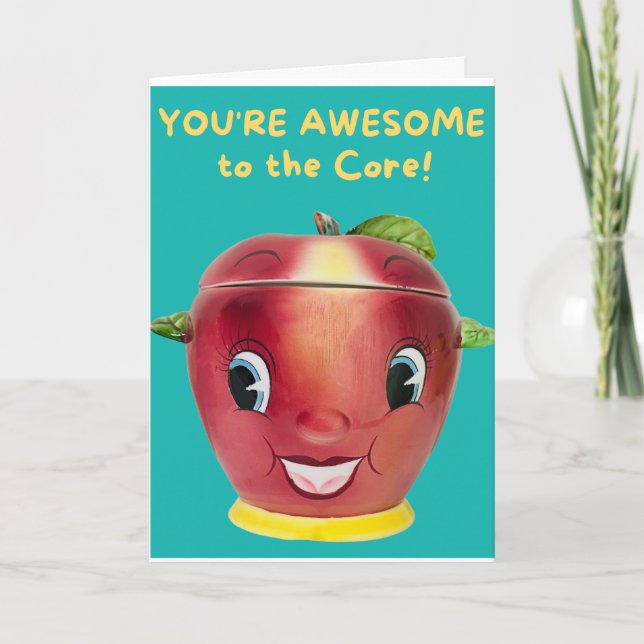 Carte Super au coeur souriant Rouge Apple Big Eyes (Devant)