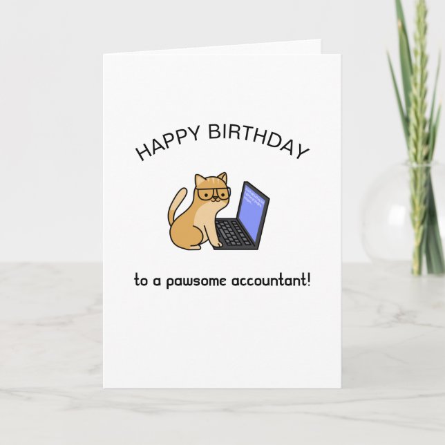 Carte super comptable drôle mignon anniversaire de chat  (Devant)