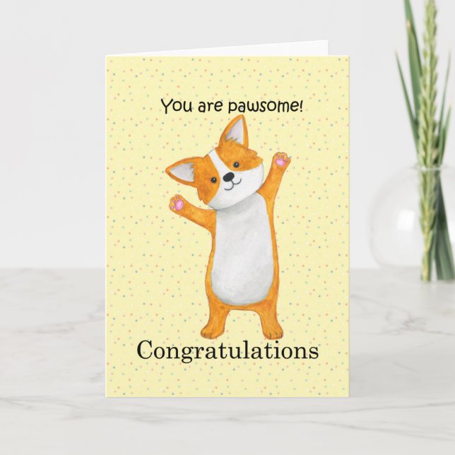 Carte Super corgi chien félicitations vous êtes génial (Devant)
