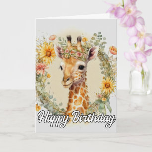 Carte Super Cute Giraffe   Joyeux anniversaire