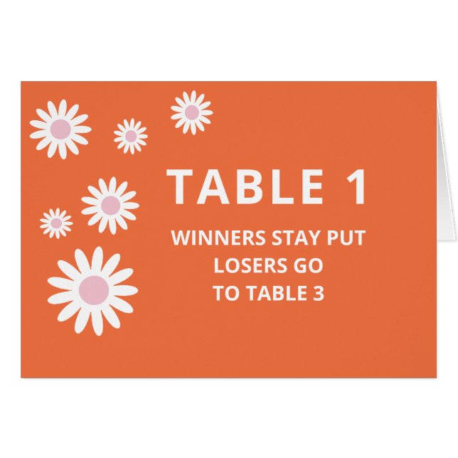 Carte super de table Bunco Orange pour le tableau  (Devant Horizontal)