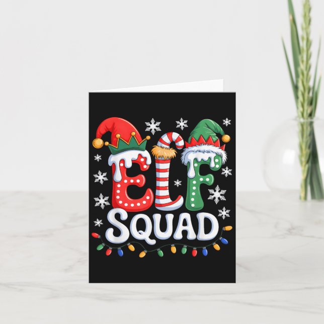 Carte Super Elf Squad Elf Famille de Noël Correspondant  (Devant)