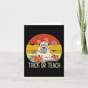 Carte Super Halloween Trick ou Enseigner Retro Floral Fa