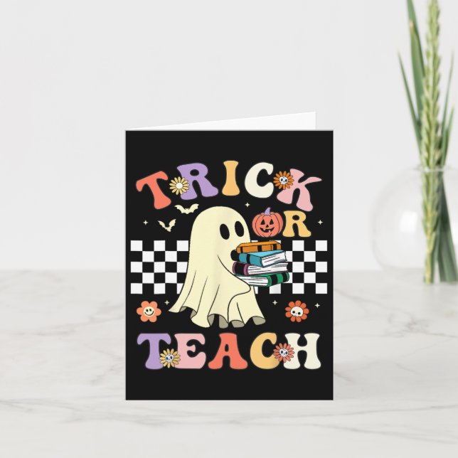 Carte Super Halloween Trick Ou Enseigner Retro Floral Fa (Devant)
