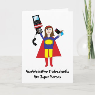 Carte Super héros professionnel administratif (Brunette)