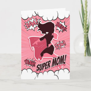 Carte Super héros rose pour la joyeuse fête des mères