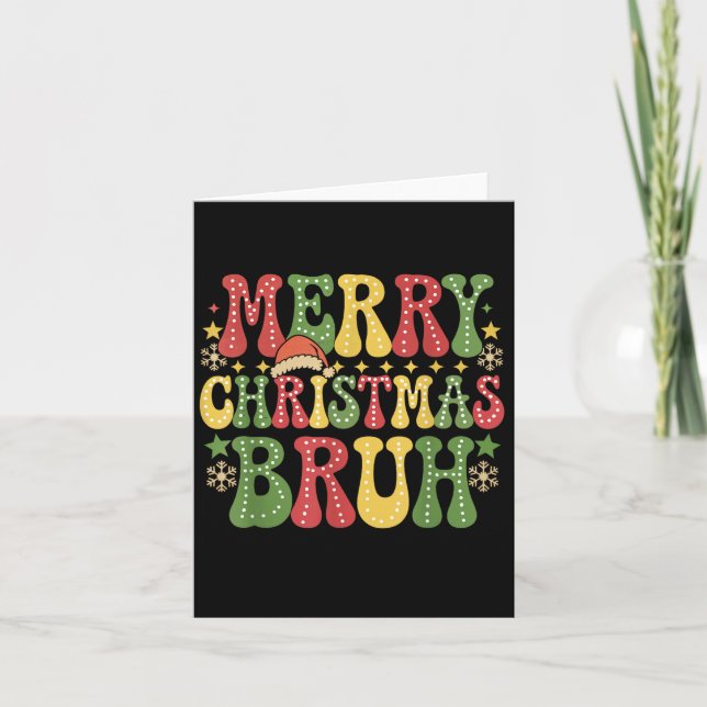 Carte Super Joyeux Noël Bruh Lumières Noël Chapeau (Devant)