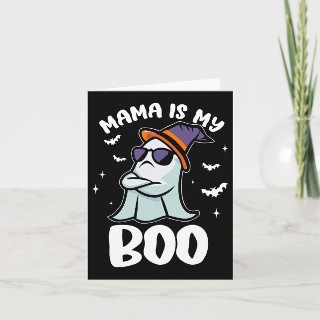 Carte Super Mama Est Mon Boo Halloween Jeunes Garçons Fi (Devant)