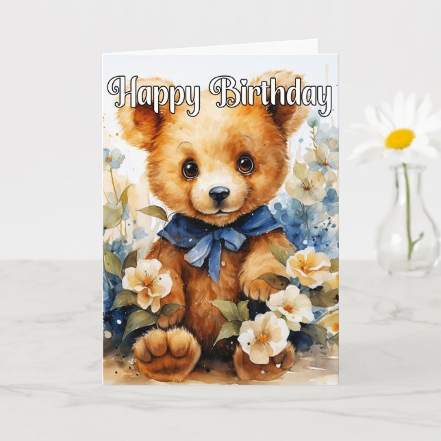 Carte Super mignon petit ours en peluche (Petite plante)