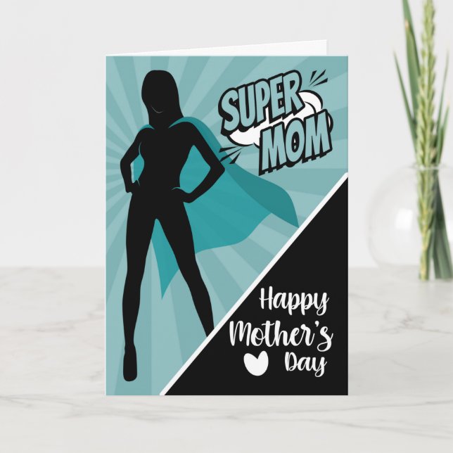 Carte Super Mom Comic pour la fête des mères heureuse (Devant)