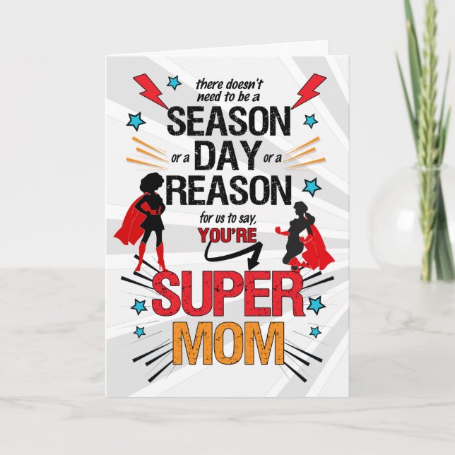 Carte Super Mom on Mother's Day Comic Book From Kids (Devant)