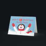 Carte Super Nuit Baby First Christmas Snowman<br><div class="desc">Un homme de la neige se réjouit de la couverture de ceci. Il est heureux que votre grande nièce célèbre son tout premier Noël. Alors,  qu'attendez-vous,  faites-vous une copie de cette carte maintenant pour la donner.</div>