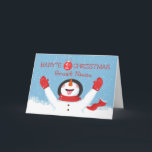 Carte Super Nuit Baby First Christmas Snowman<br><div class="desc">Un homme de la neige se réjouit de la couverture de ceci. Il est heureux que votre grande nièce célèbre son tout premier Noël. Alors,  qu'attendez-vous,  faites-vous une copie de cette carte maintenant pour la donner.</div>