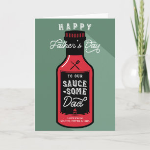 Carte Super Papa sauce ! Bouteille de BBQ pour la fête d
