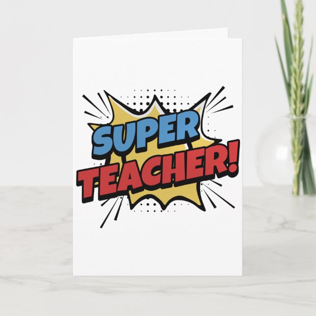Carte Super Professeur Style Bande Dessinée (Devant)