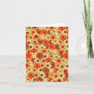 Carte Super Retro Orange Hippie Fleurs Motif
