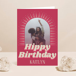 Carte Super Retro Photo Hippy Anniversaire