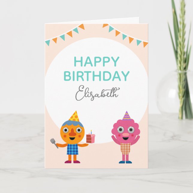 Carte Super simple | Noodle & Pals Jaune Anniversaire (Devant)