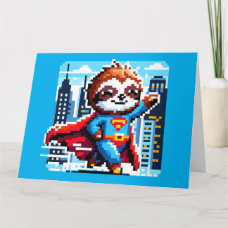 Carte Super Sloth Funny Pixel Art Hero Design de paysage