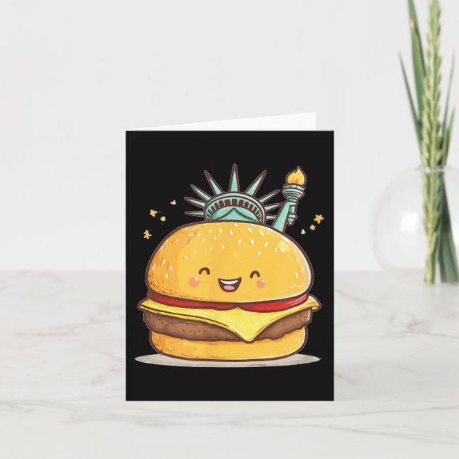 Carte Superbe Costume de Burger Statue de la Liberté Pou (Devant)