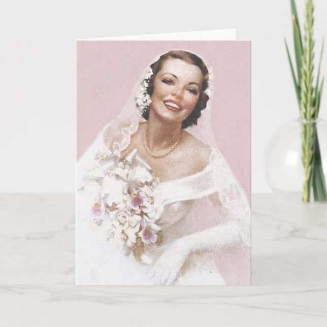 Carte Superbe Mariée Vintage, Rose (Devant)