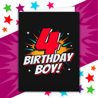 Carte Superhero 4 ans Anniversaire Garçon 4e Anniversair