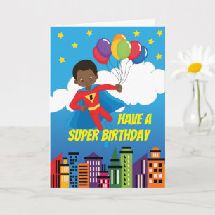 Carte Superhero Anniversaire Diverse Noir