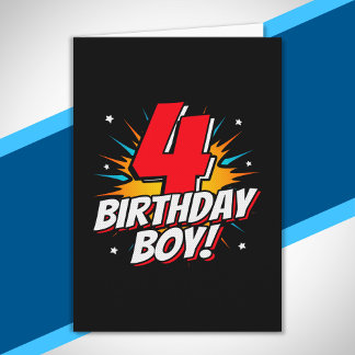 Carte Superhero Anniversaire Garçon - 4 ans - 4e anniver