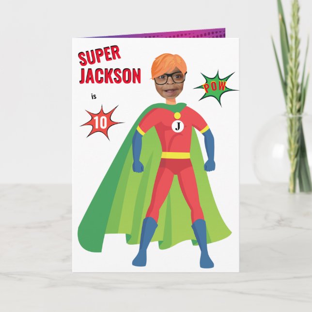 Carte Superhero Boy Anniversaire spécial Extraordinaire  (Devant)
