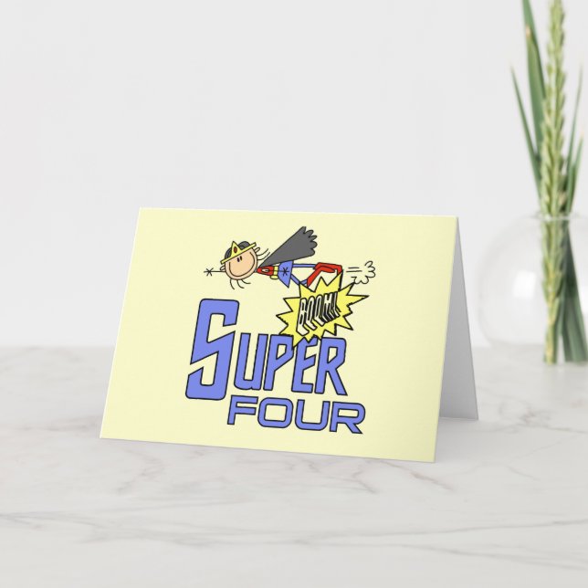 Carte Superhero Girl 4th Birthday Tshirts et cadeaux (Devant)