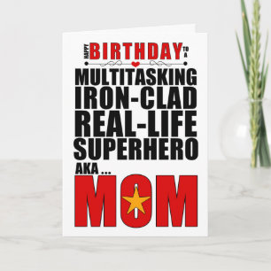 Carte Superhero Maman Anniversaire Typographie Comique L
