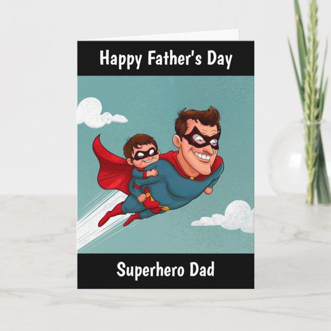 Carte Superhero Papa Fête des pères personnalisée (Devant)