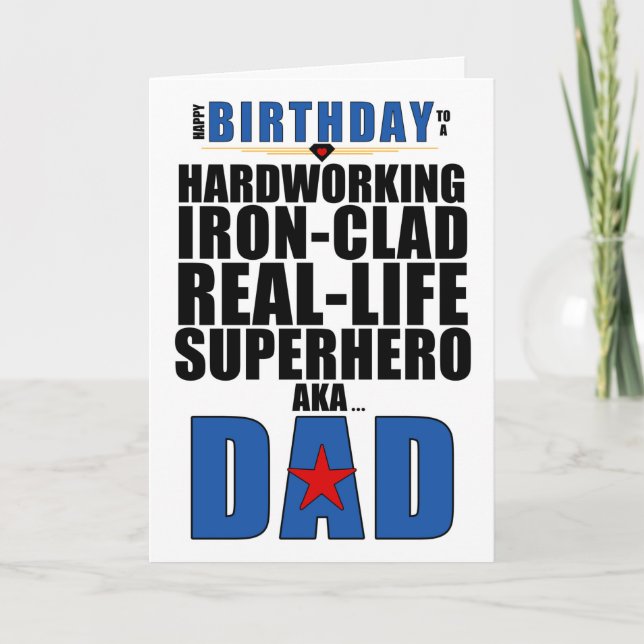 Carte Superhero Papa Typographie Comédie Livre Anniversa (Devant)