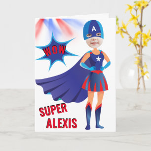 Carte Superhero USA Superning Girl Anniversaire Extraord