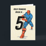 Carte Superhéros du 5e anniversaire de Great Grandson<br><div class="desc">Si vous cherchez à surprendre votre plus cher arrière-petit-fils sur la célébration de son 5e anniversaire qui arrive très,  alors vous devriez déjà avoir vos mains sur cette carte de super-héros afin que vous puissiez le surprendre avec ceci qui a un message spécial pour lui.</div>