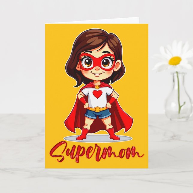 Carte Supermom – Cute Mother Superhero Design (Petite plante)