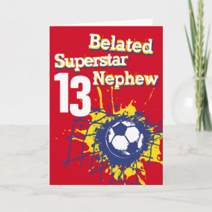 Carte Superstar Nephew 13ème anniversaire tardif rouge d