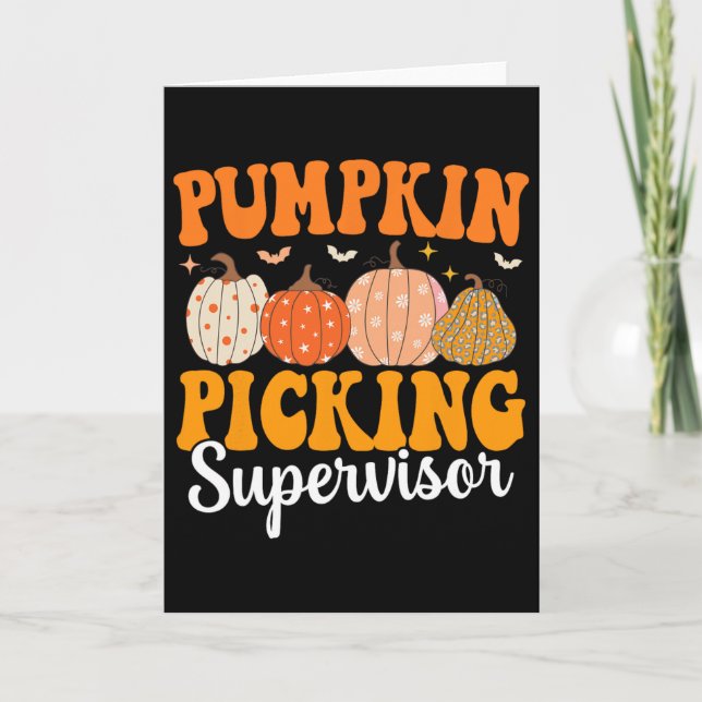 Carte Superveillant de ramassage de citrouilles groovy a (Devant)