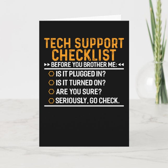 Carte Support technique Geek informatique Funny Techie I (Devant)