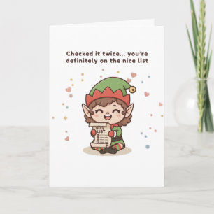 Carte Sur la liste des gentils Cute Puchi Dōshi Elf Noël