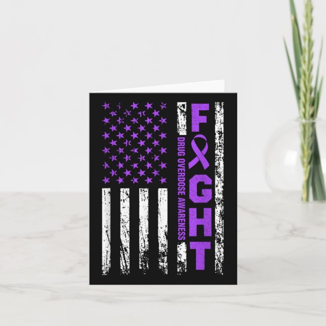 Carte Surdose Sensibilisation au ruban violet Drapeau Us (Devant)