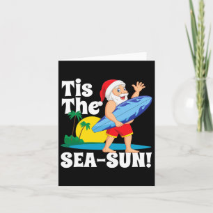 Carte Surf Père Noël C'Est Noël Mer-Soleil En Juillet Su