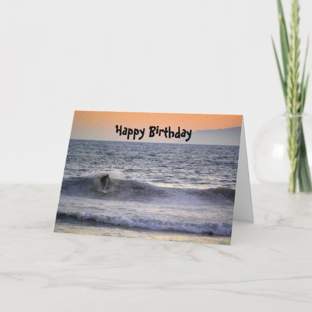 Carte Surfer au coucher du soleil Joyeux anniversaire (Devant)