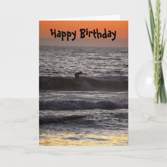 Carte Surfer Au Joyeux Anniversaire De Coucher Du Soleil Zazzle Fr