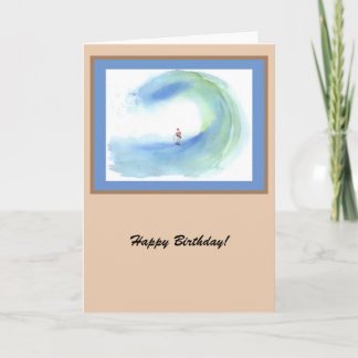 Carte Surfer avec Wave Watercolor 2 personnalisable