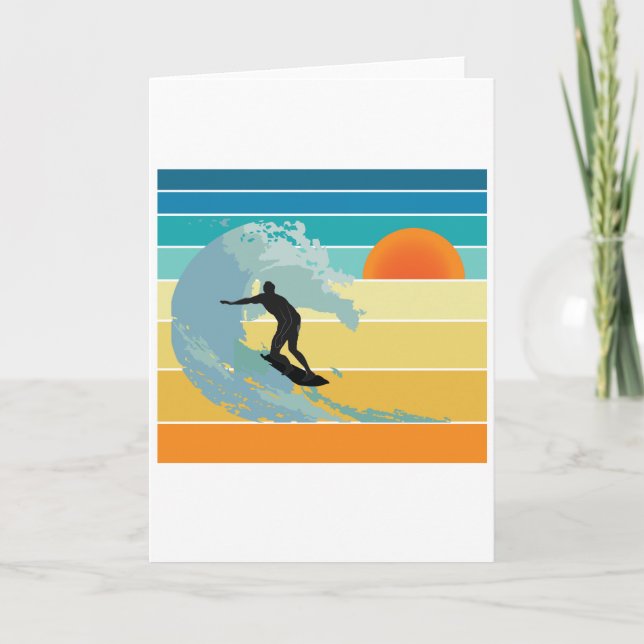 Carte Surfer Dude Sunset Vintage (Devant)
