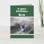 Carte Surfer Happy Birthday Son Card<br><div class="desc">C'est une réponse que j'ai donnée au Young Surfer rides the waves.</div>