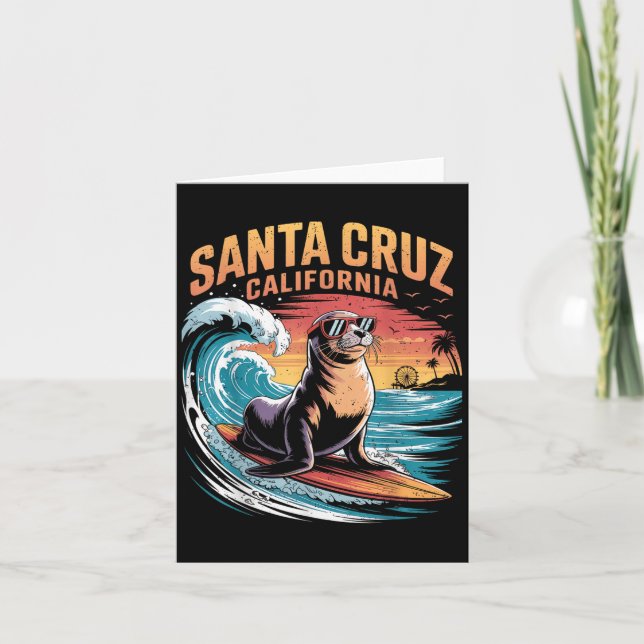 Carte Surfer Surf les années 70 80s Père Noël Cruz Calif (Devant)